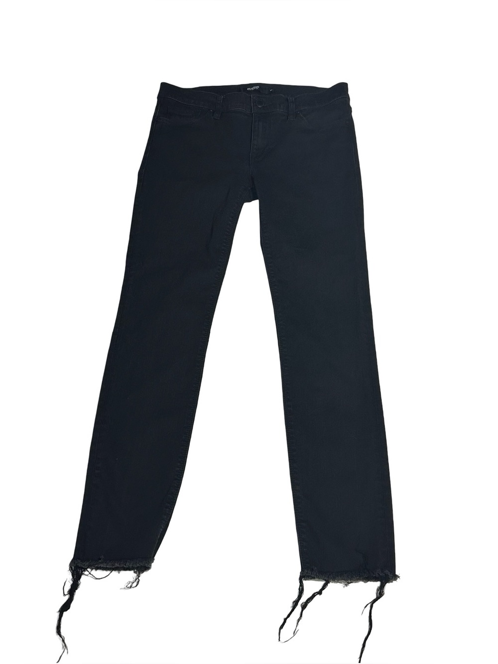 Hudson Jeans Women 27x26 Black Tally Skinny Mid Rise Stretch Frayed Hem Pants